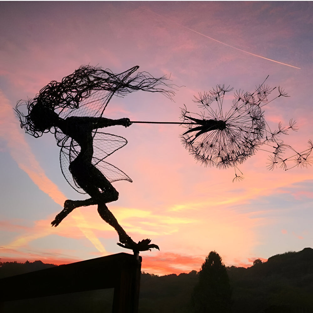 Ogrodowa Ozdoba Metalowa Rzeźba Wróżka Sylwetka