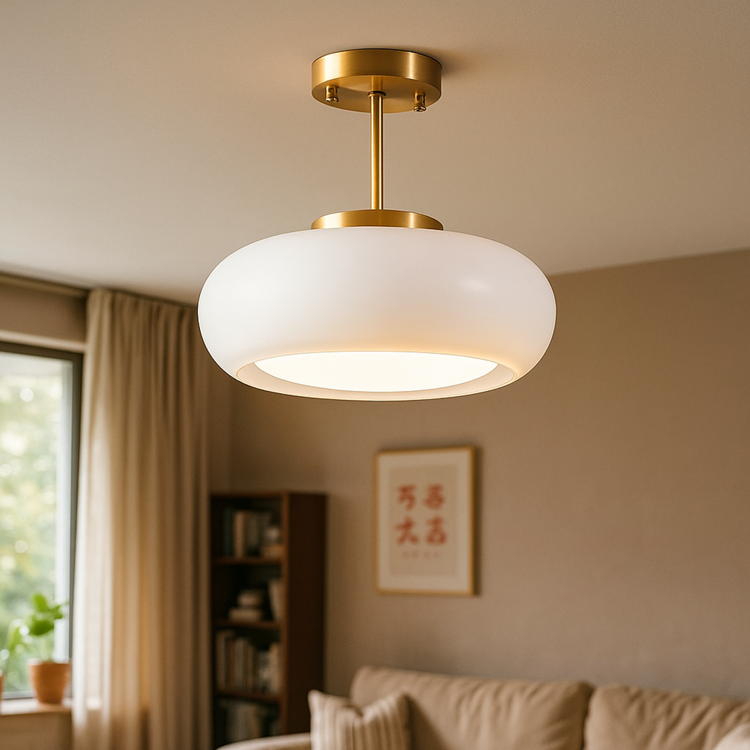 Okrągła Szklana Lampa Sufitowa | Nowoczesne Wnętrze