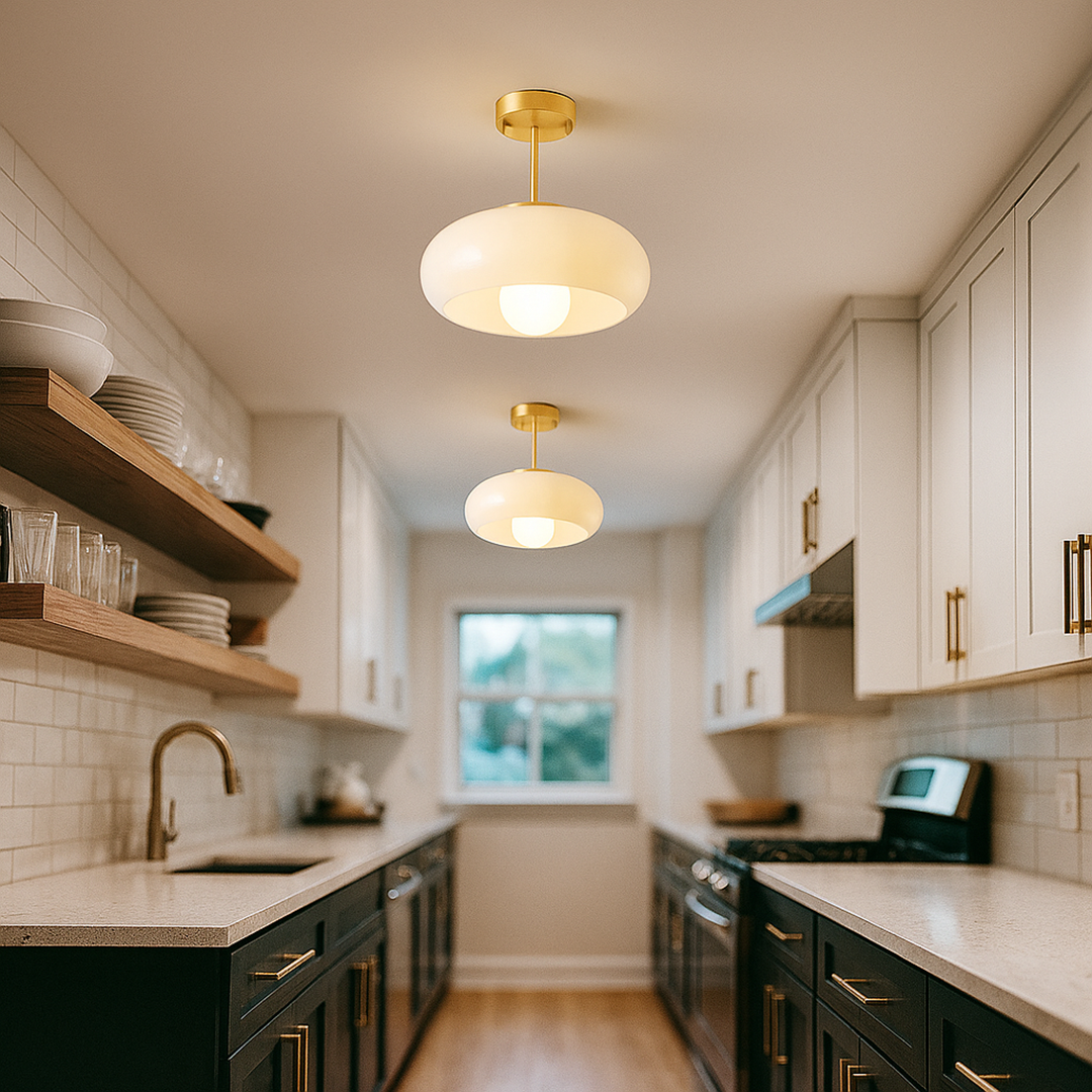 Okrągła Szklana Lampa Sufitowa | Nowoczesne Wnętrze