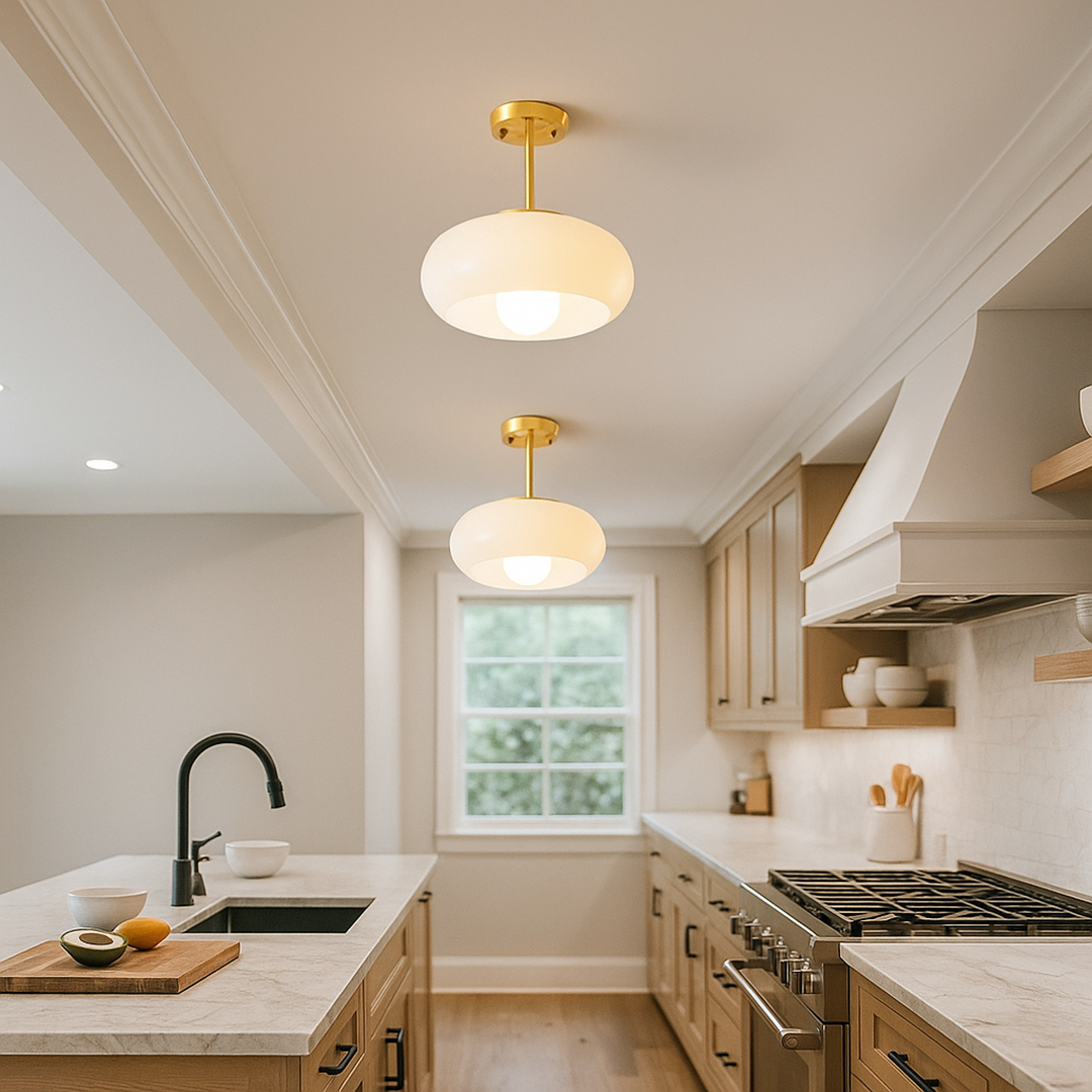 Okrągła Szklana Lampa Sufitowa | Nowoczesne Wnętrze