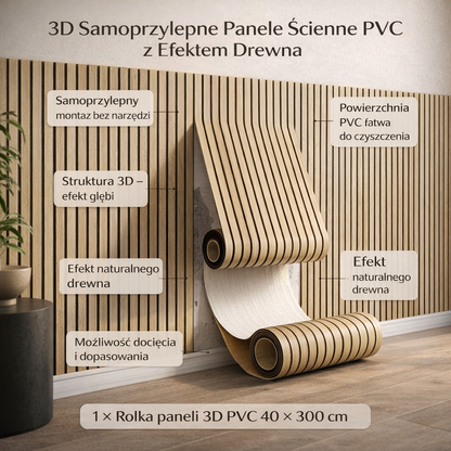 3D Self-Adhesive Wall Panels Imitating Wood PVC