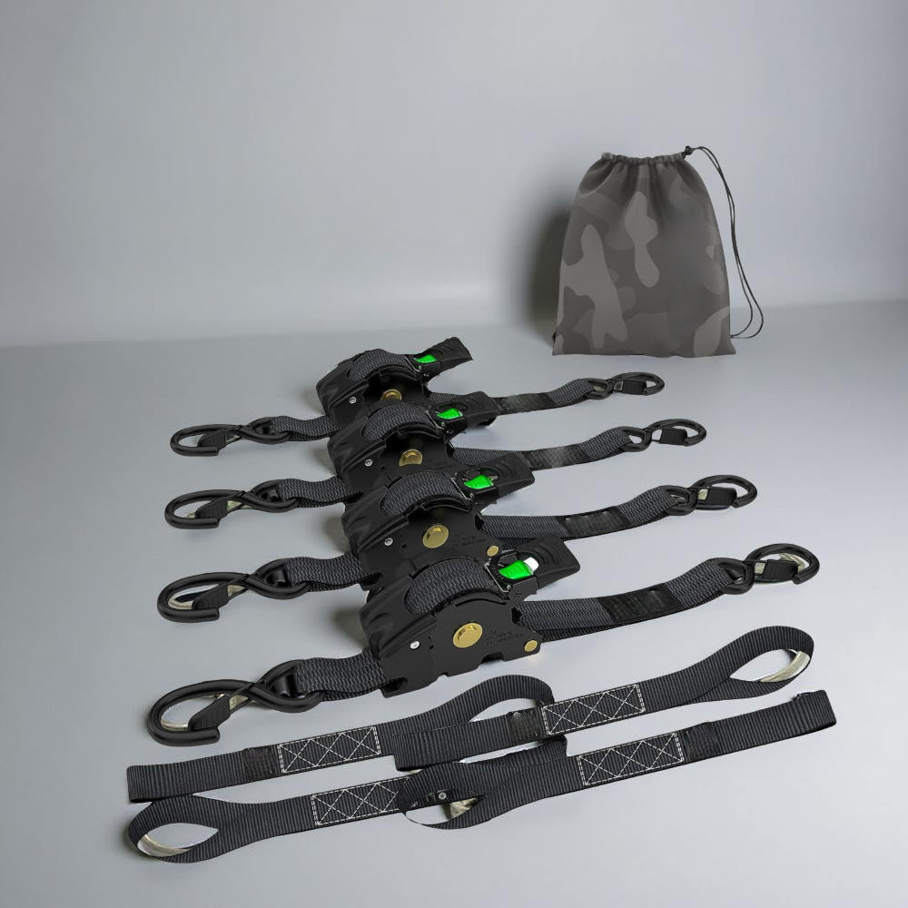 Self-Retracting Ratchet Cargo Straps