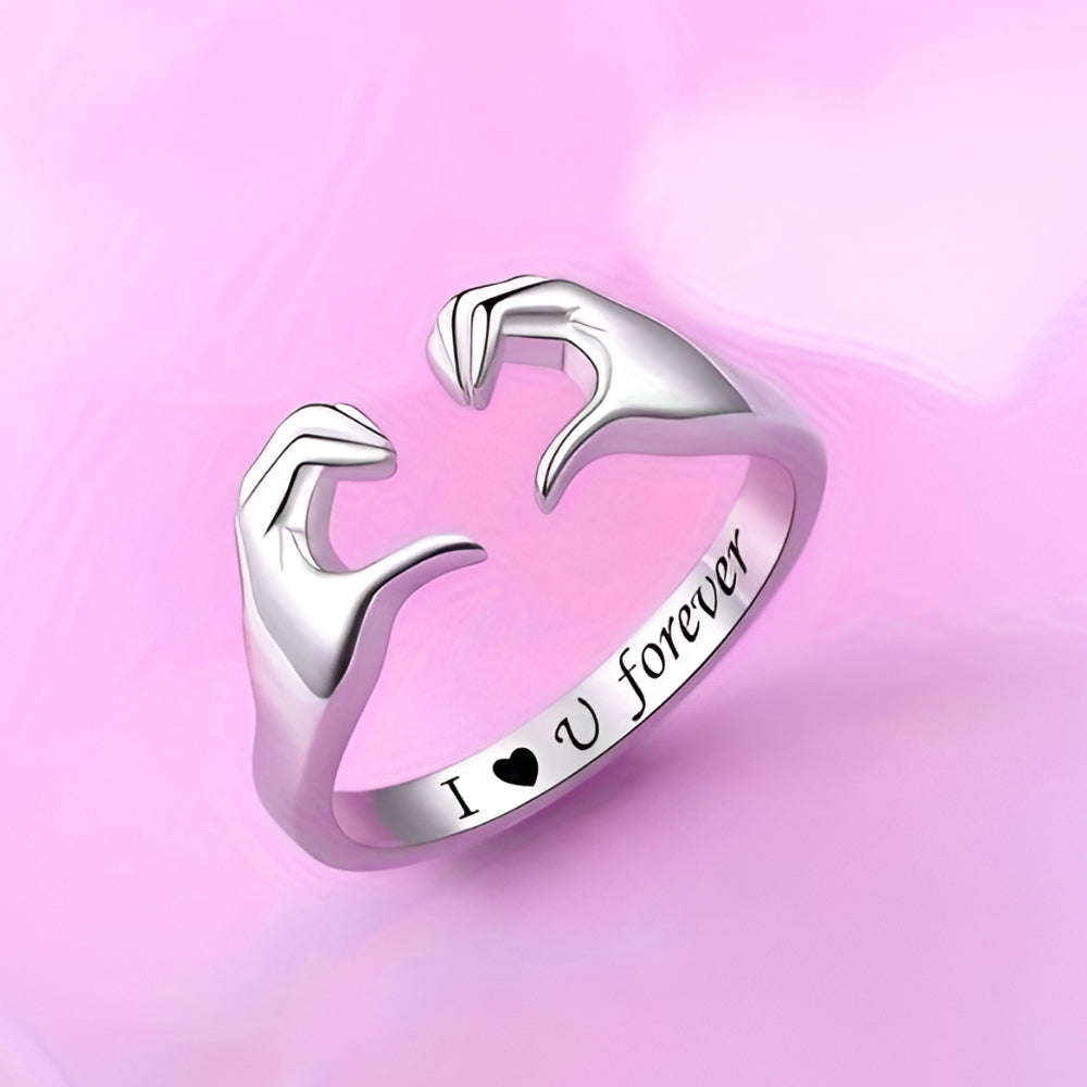 Adjustable Ring Embrace Motif Couple
