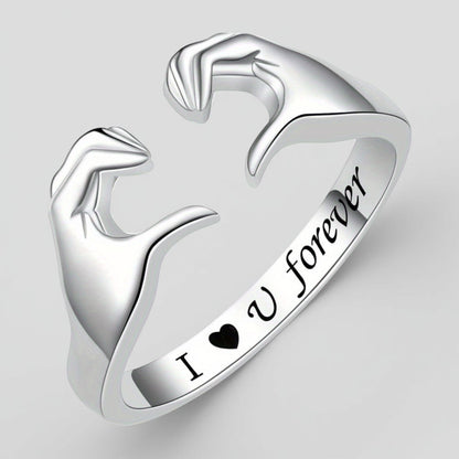 Adjustable Ring Embrace Motif Couple