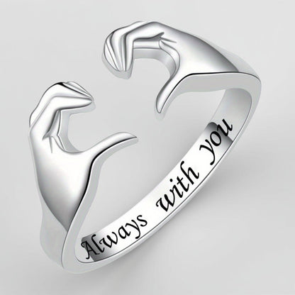 Adjustable Ring Embrace Motif Couple