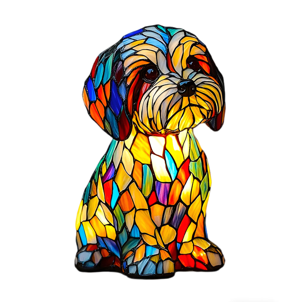 Dog Decorative Night Lamp Stained Glass Style