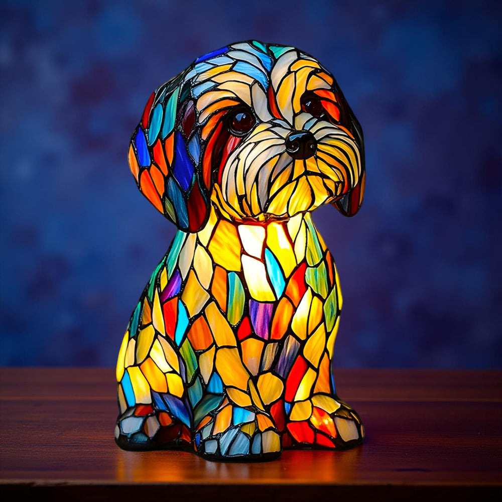 Dog Decorative Night Lamp Stained Glass Style