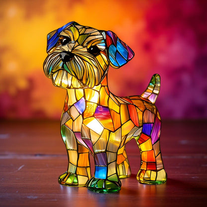 Dog Decorative Night Lamp Stained Glass Style