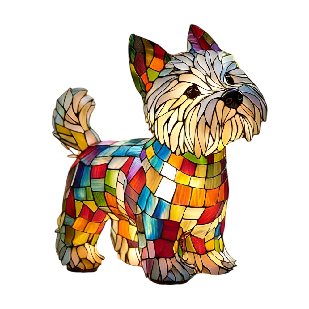 Dog Decorative Night Lamp Stained Glass Style