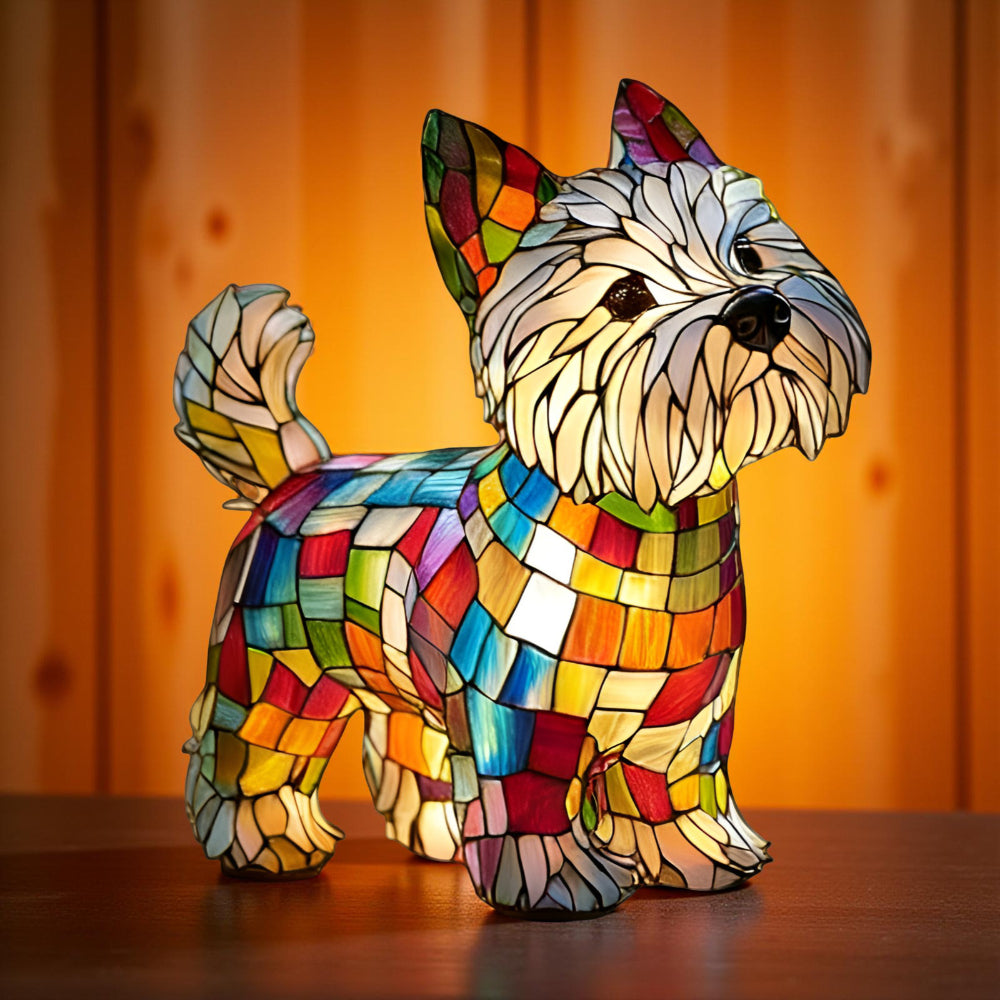 Dog Decorative Night Lamp Stained Glass Style