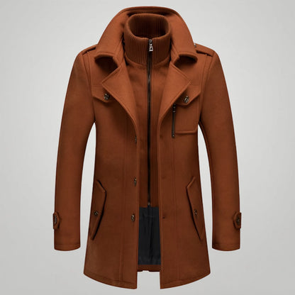 Płaszcz Męski Zimowy Ocieplany Wysoki Kołnierz Tekstylny