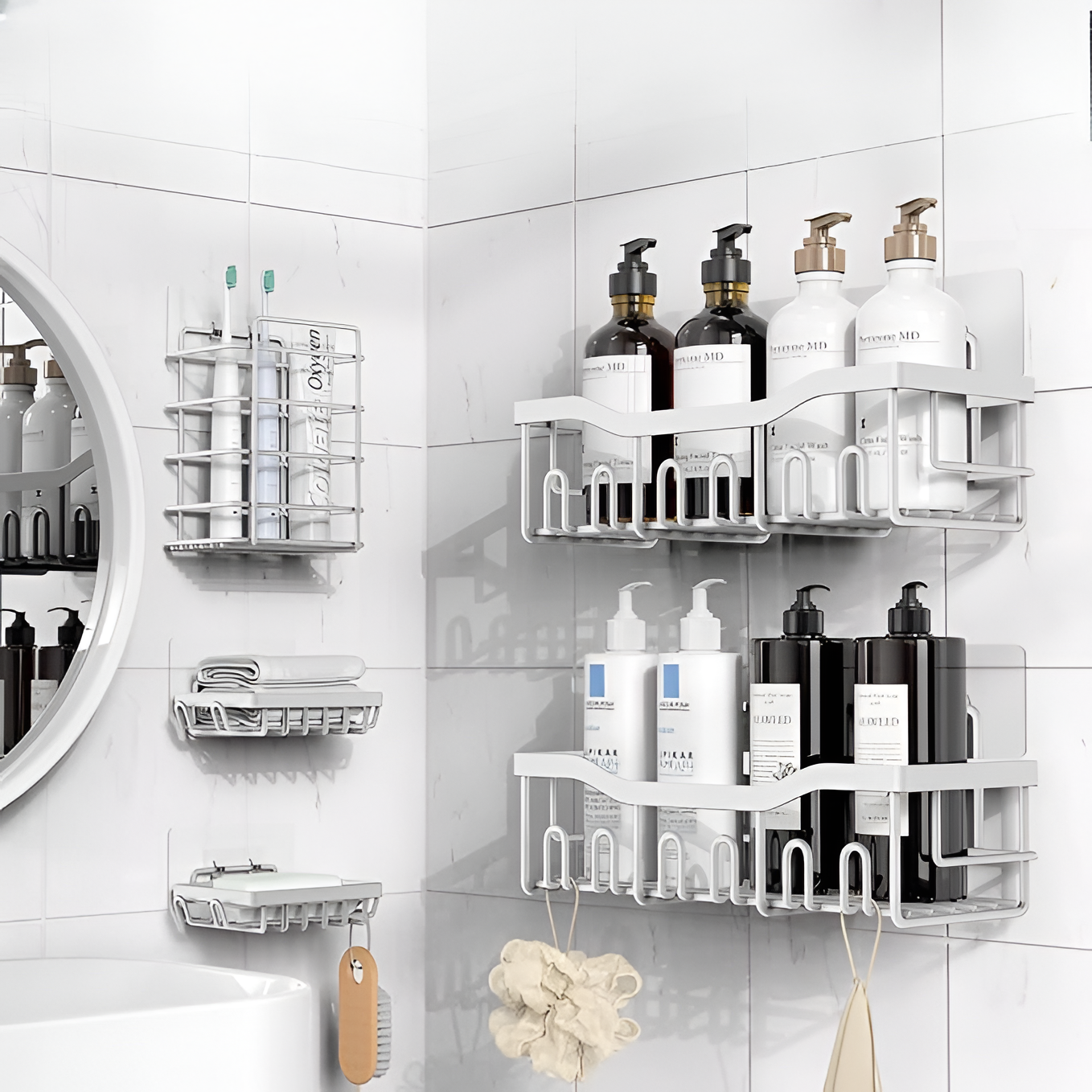 Półka Prysznicowa Metalowa Samoprzylepna Bez Wiercenia