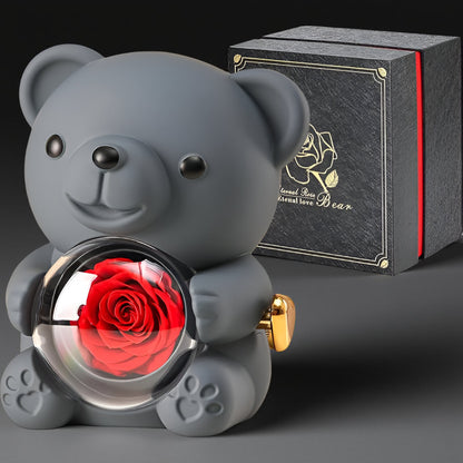 Decorative Bear Rose Inside Gift Figure