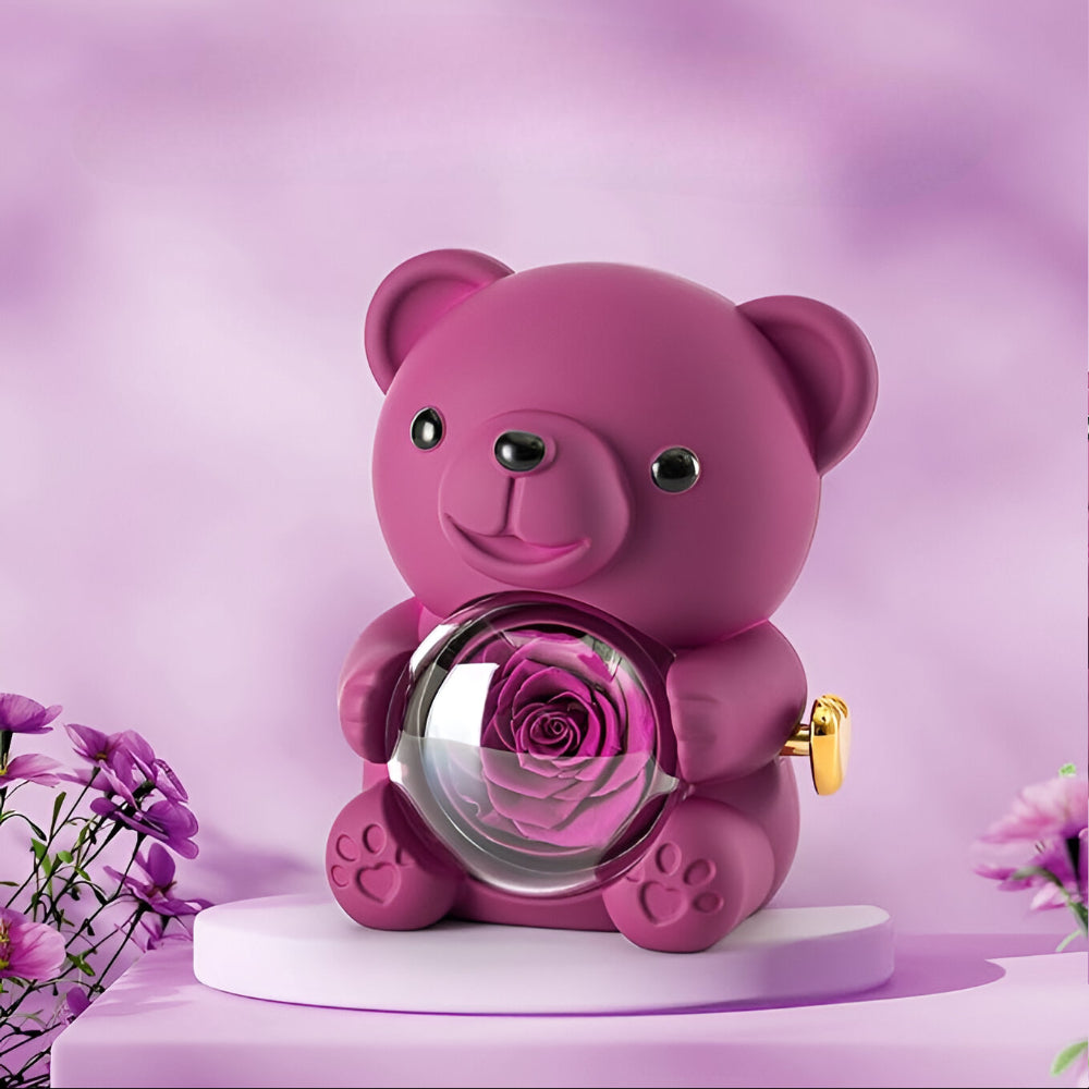 Decorative Bear Rose Inside Gift Figure