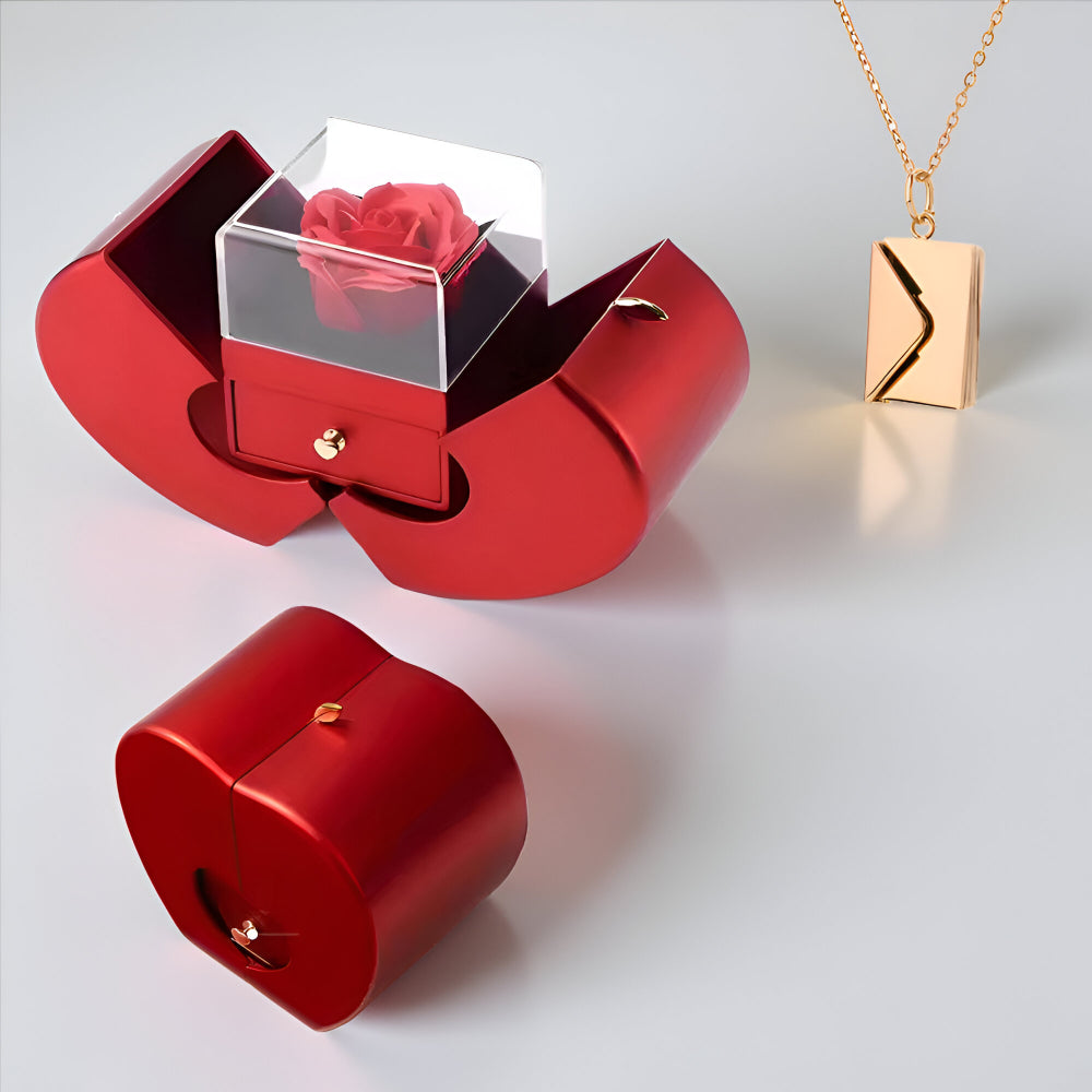 Pudełko Prezentowe Jabłko Róża Biżuteria Okazjonalna