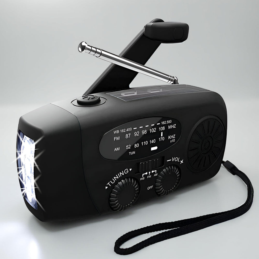 Emergency Hand-Crank Solar Radio Flashlight Power Bank