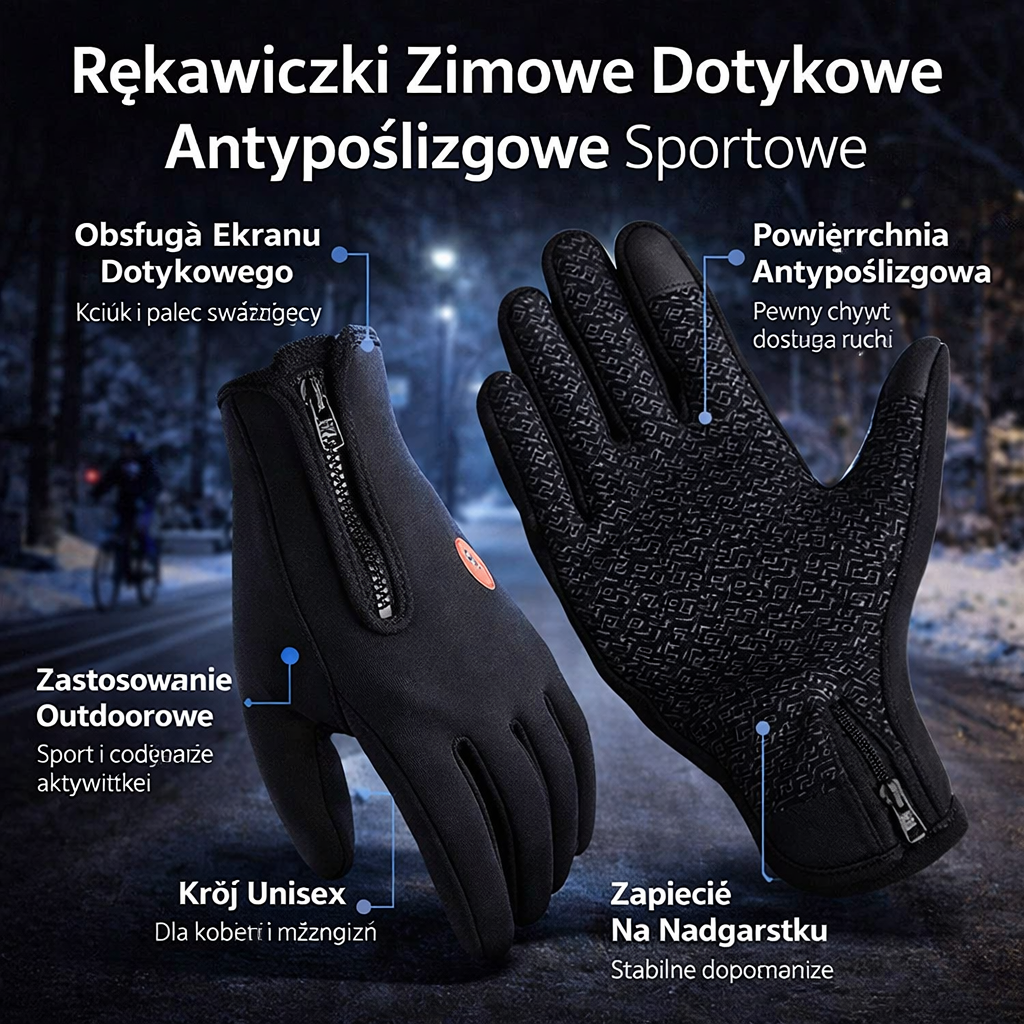 Rękawiczki Zimowe Dotykowe Antypoślizgowe Sportowe