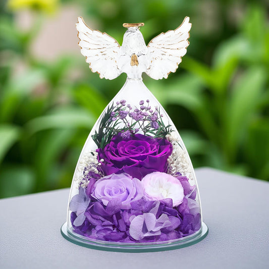 Róża Wieczna Dekoracja Szklana Figurka Anioła Prezentowa