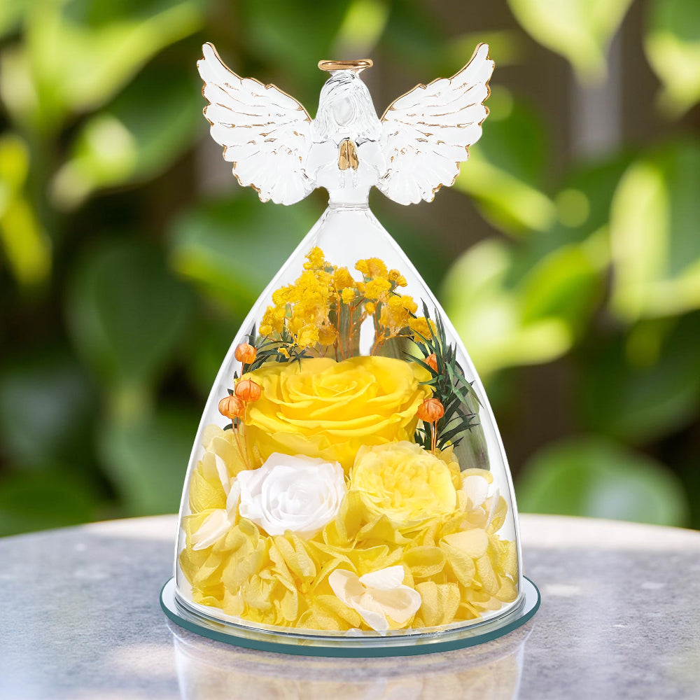 Róża Wieczna Dekoracja Szklana Figurka Anioła Prezentowa