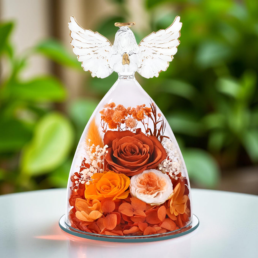 Róża Wieczna Dekoracja Szklana Figurka Anioła Prezentowa