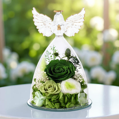 Róża Wieczna Dekoracja Szklana Figurka Anioła Prezentowa