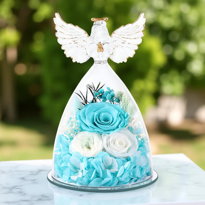 Róża Wieczna Dekoracja Szklana Figurka Anioła Prezentowa