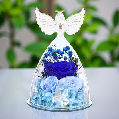 Róża Wieczna Dekoracja Szklana Figurka Anioła Prezentowa