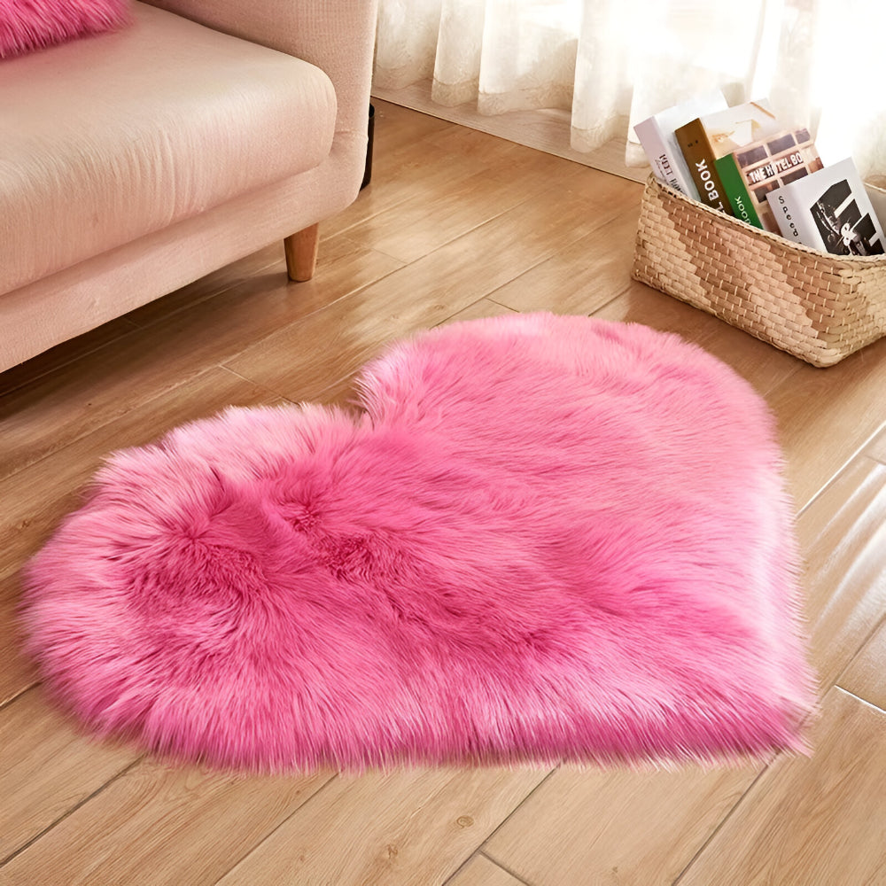 Heart Decorative Rug Fluffy Acrylic Bedroom Living Room