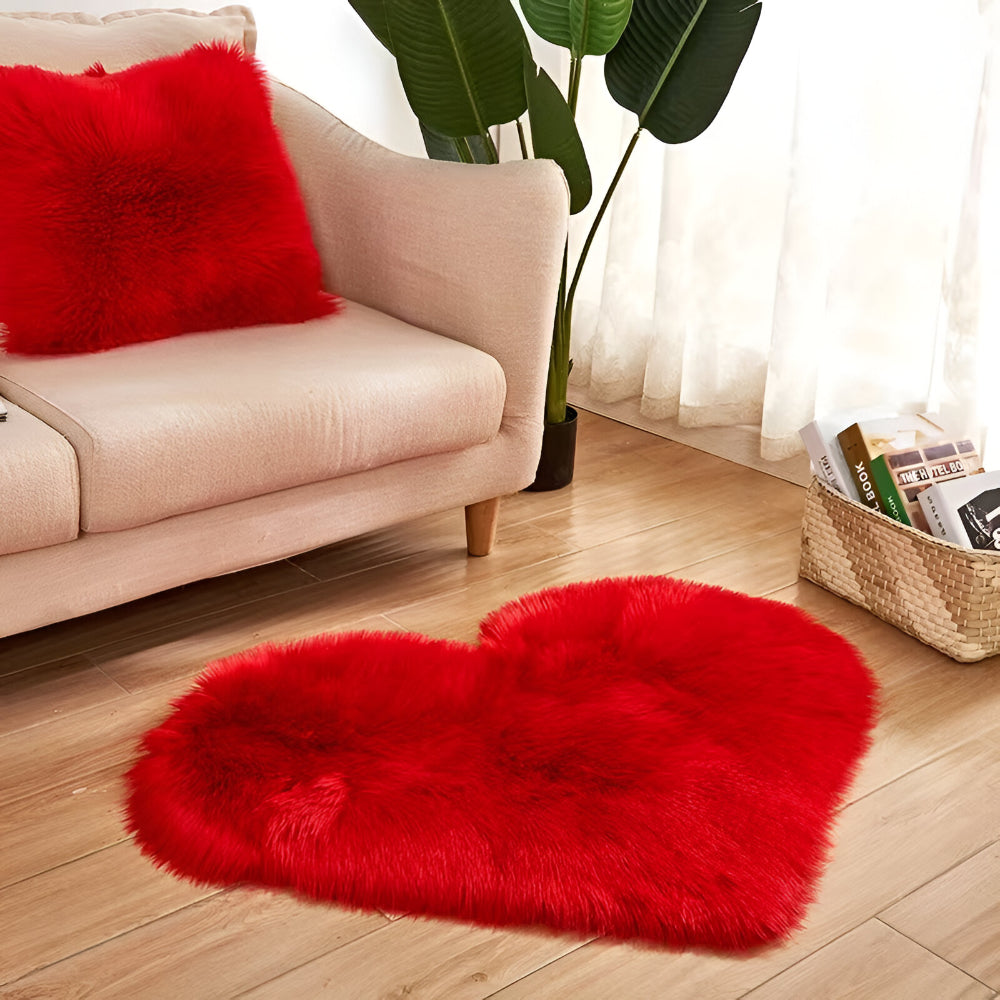 Heart Decorative Rug Fluffy Acrylic Bedroom Living Room