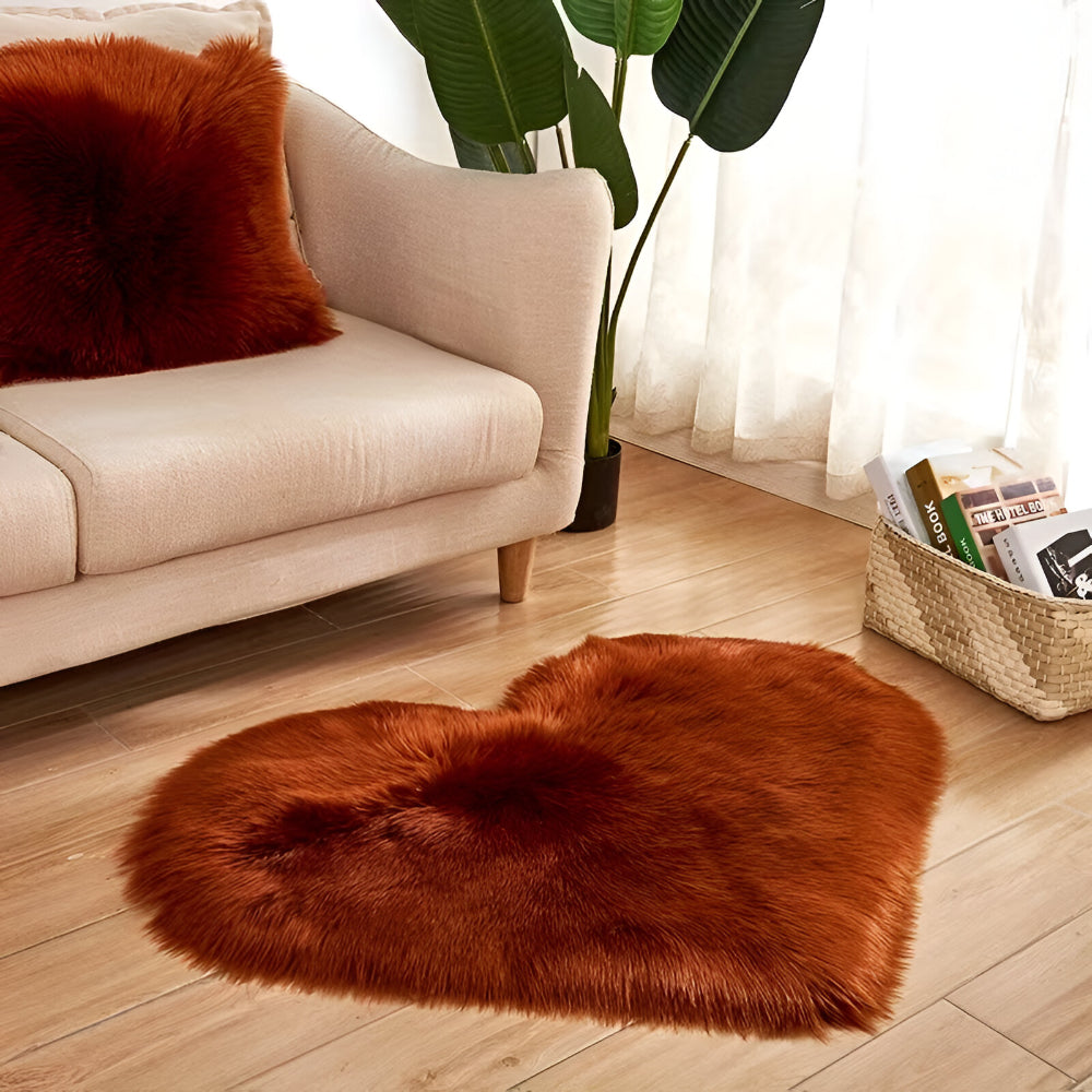 Heart Decorative Rug Fluffy Acrylic Bedroom Living Room
