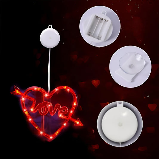 Heart LED Lamp Metal Window Decoration Battery-Powered