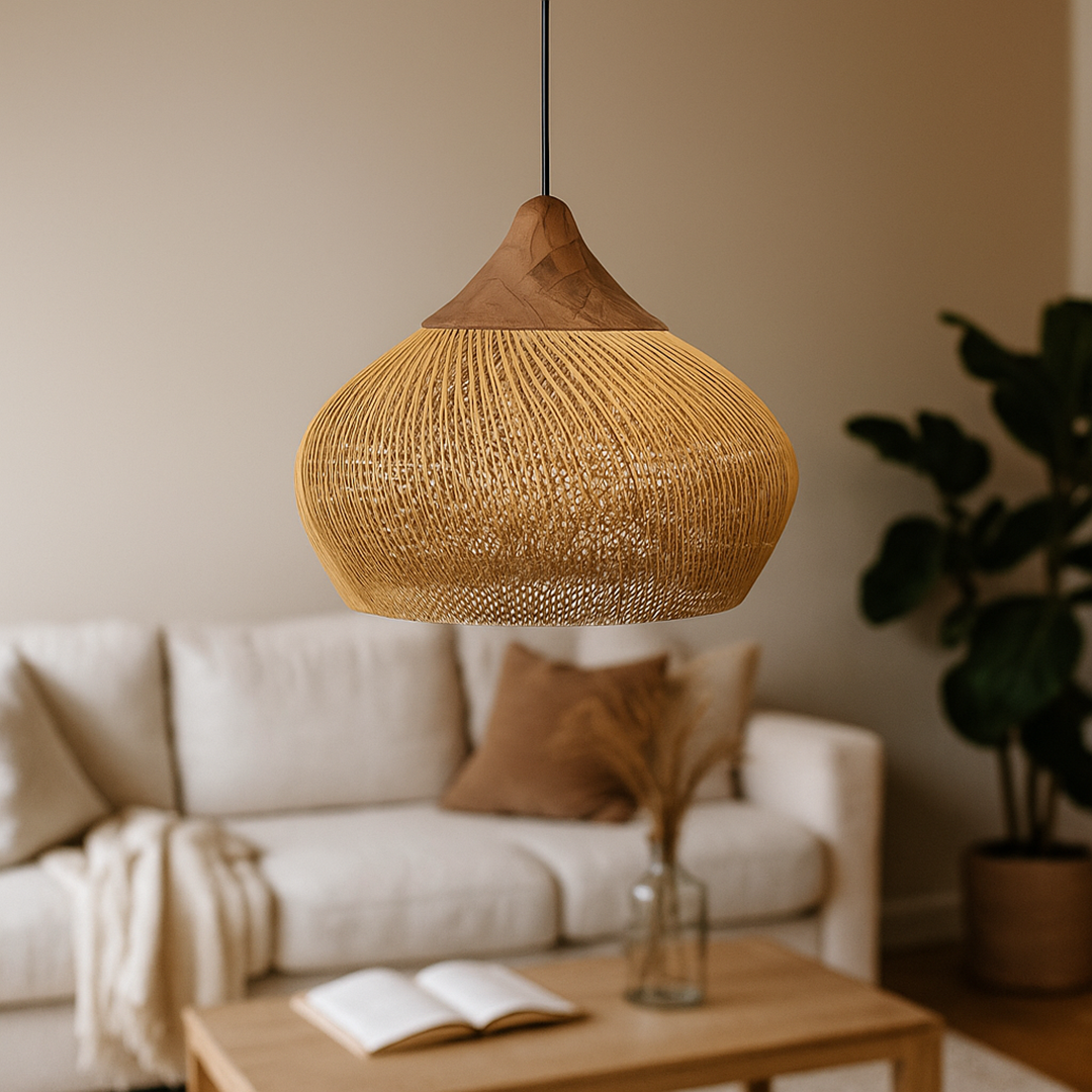 Skandynawska Lampa Wisząca Z Rattanu | Do Salonów