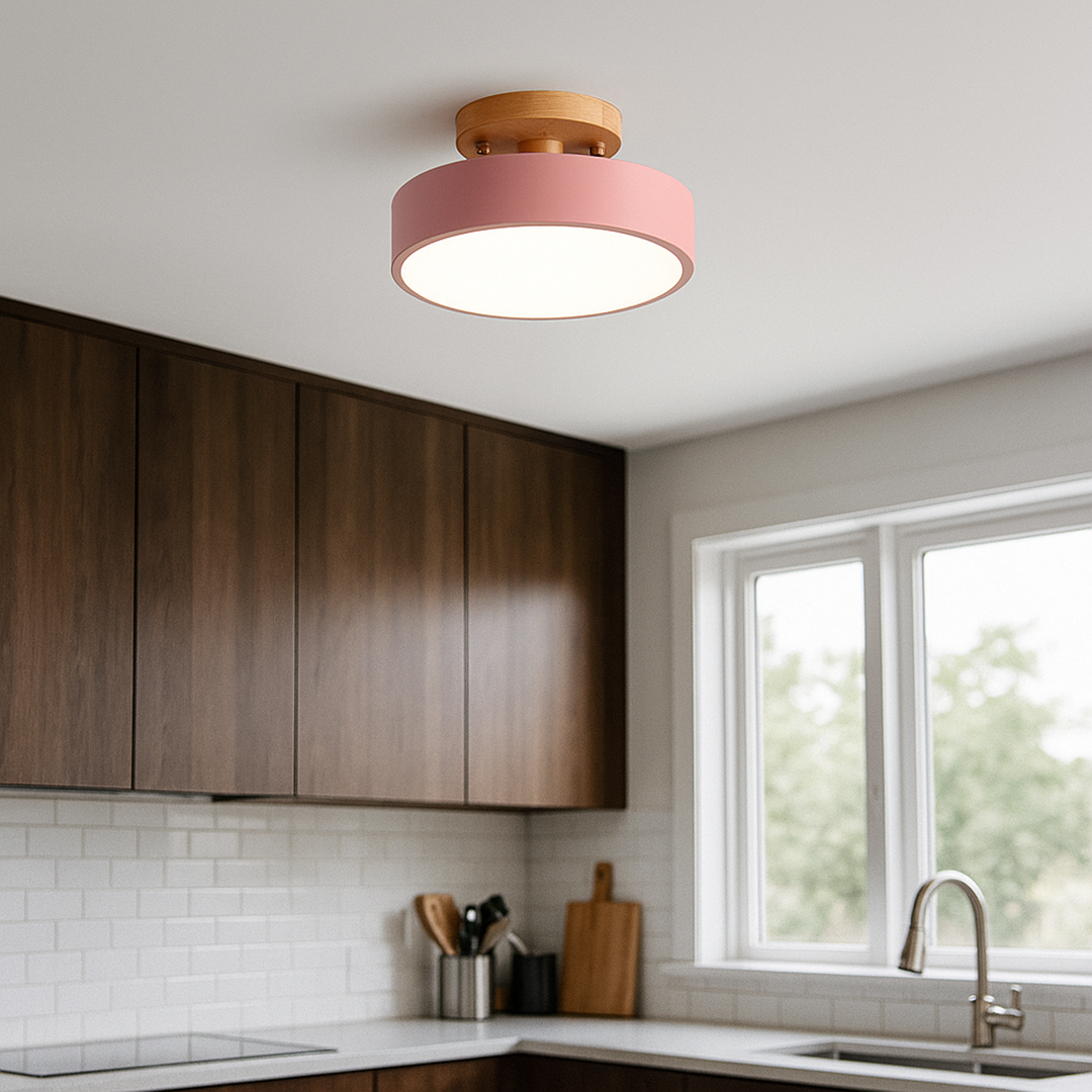 Skandynawska Okrągła Lampa Sufitowa LED | Minimalistyczny Design