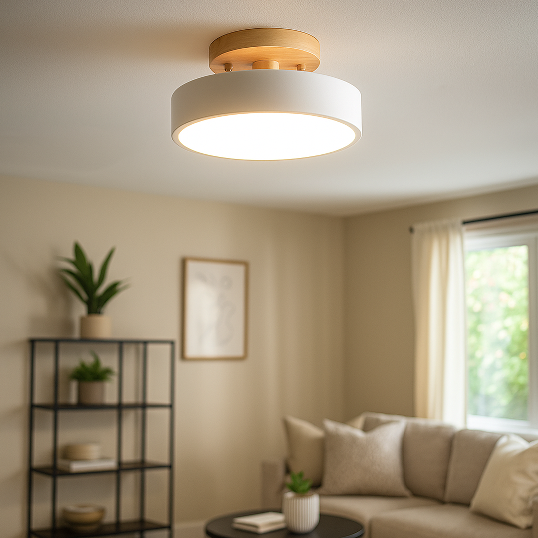 Skandynawska Okrągła Lampa Sufitowa LED | Minimalistyczny Design