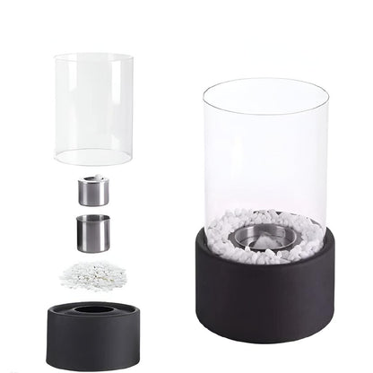 Kominek Stołowy z Czarną Metalową Podstawą | Nowoczesna Estetyka