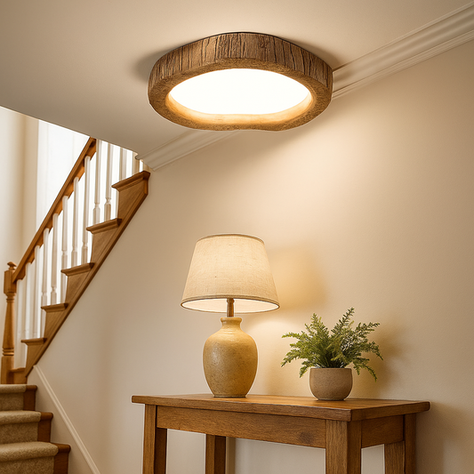 Sufitowa Lampa Do Sypialni Z Drewnianą Ramą | Designerska