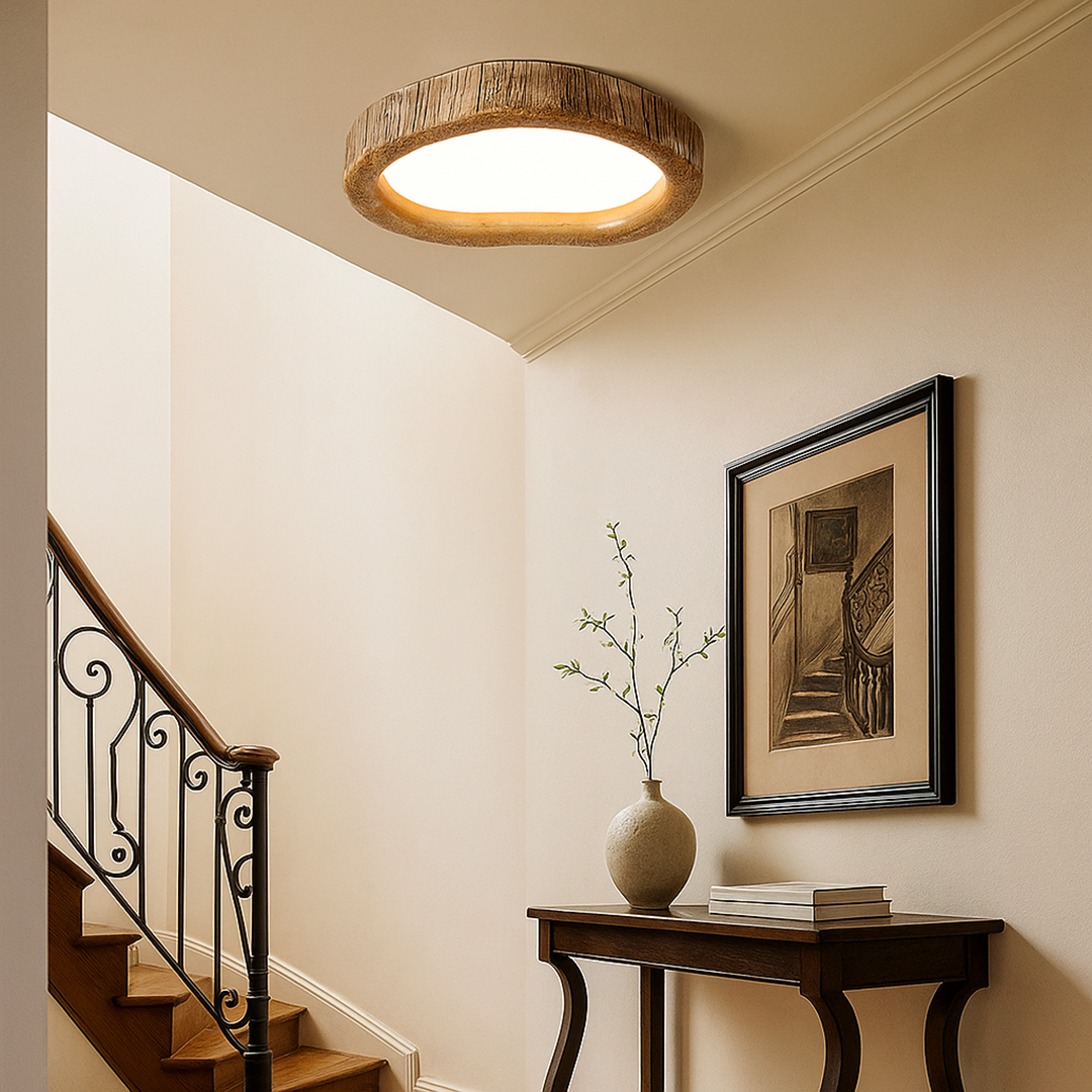 Sufitowa Lampa Do Sypialni Z Drewnianą Ramą | Designerska