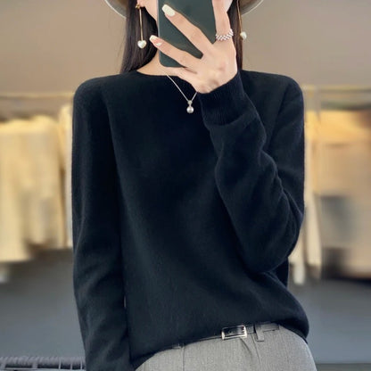Classic Solid Color Women's Sweater Long Sleeve