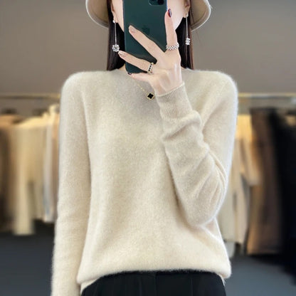 Classic Solid Color Women's Sweater Long Sleeve