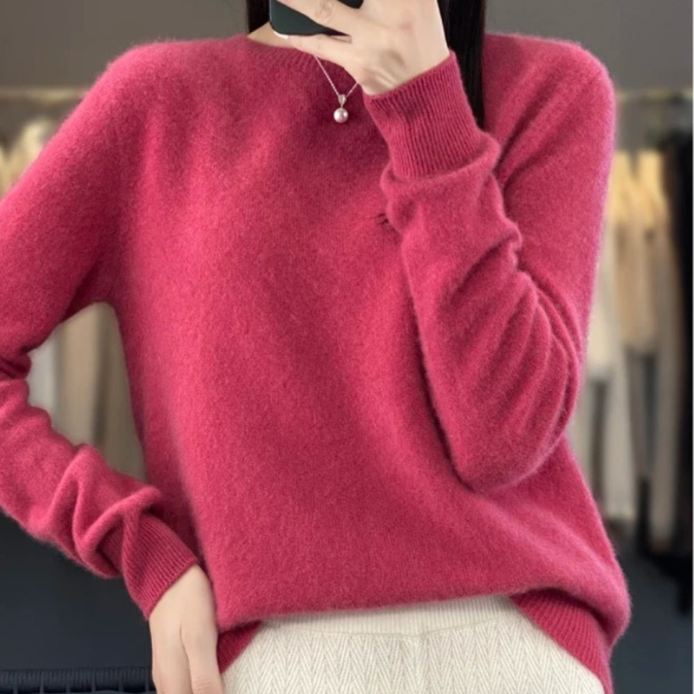 Classic Solid Color Women's Sweater Long Sleeve