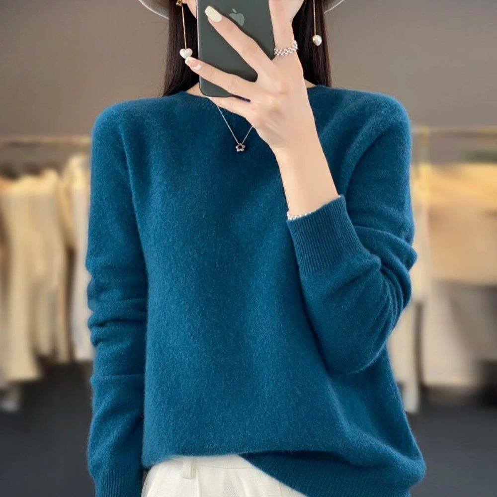 Classic Solid Color Women's Sweater Long Sleeve