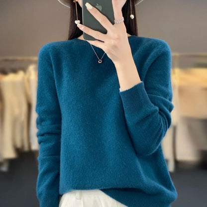 Classic Solid Color Women's Sweater Long Sleeve