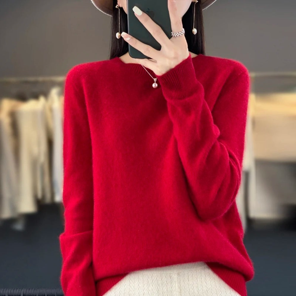 Classic Solid Color Women's Sweater Long Sleeve