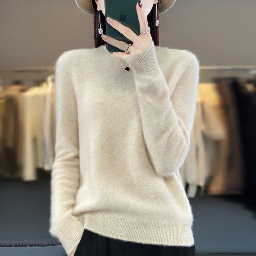 Women's Sweater Classic Round Neck Solid Color
