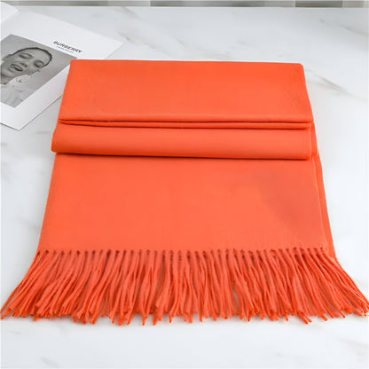 Women's Winter Scarf Solid Color with Fringes