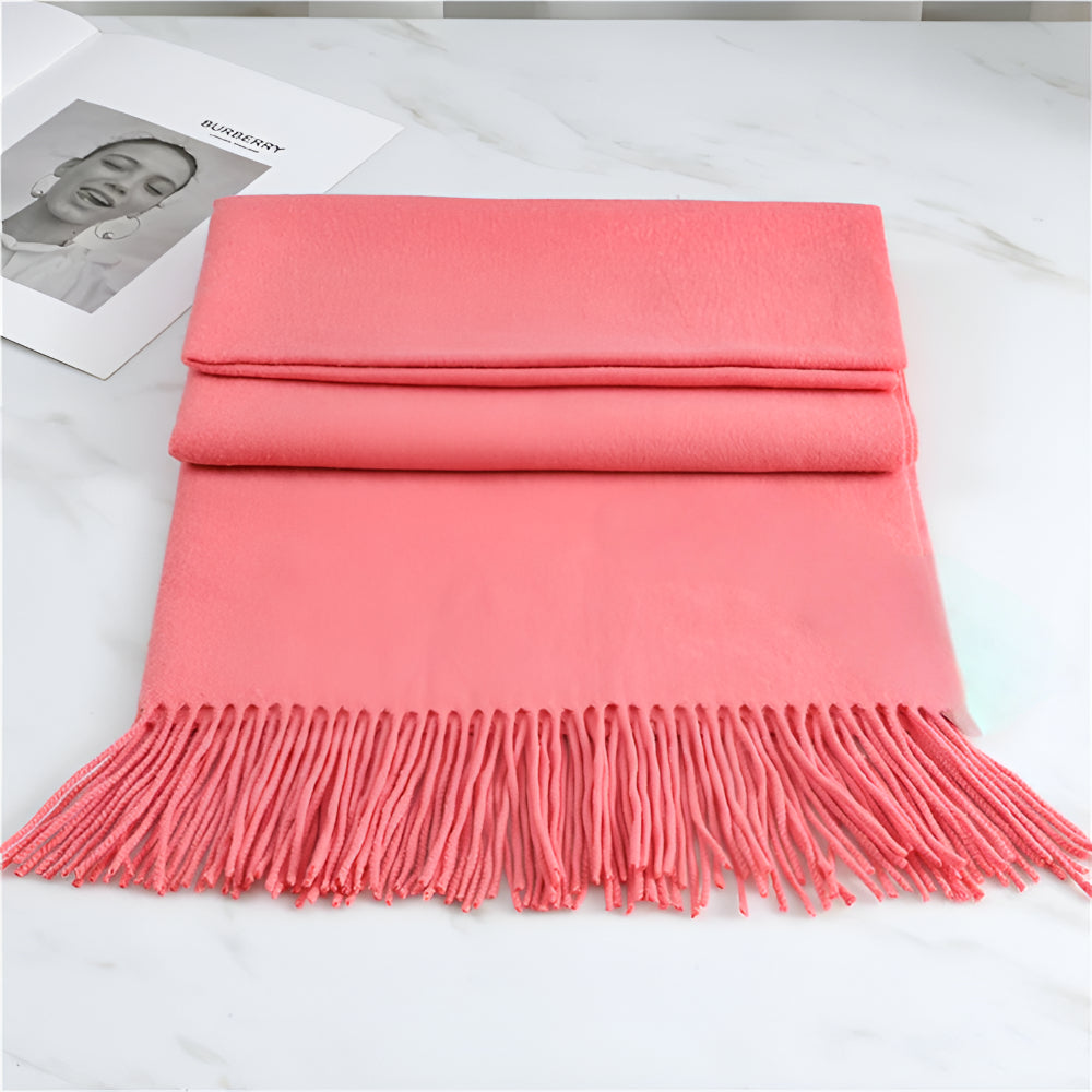 Women's Winter Scarf Solid Color with Fringes