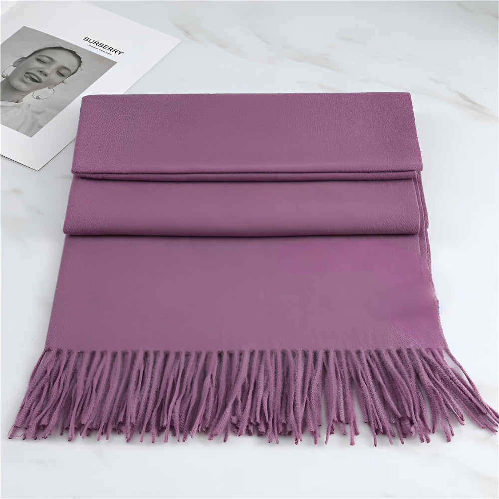 Women's Winter Scarf Solid Color with Fringes