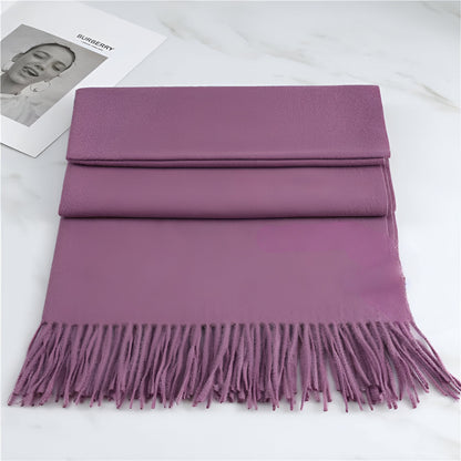 Women's Winter Scarf Solid Color with Fringes