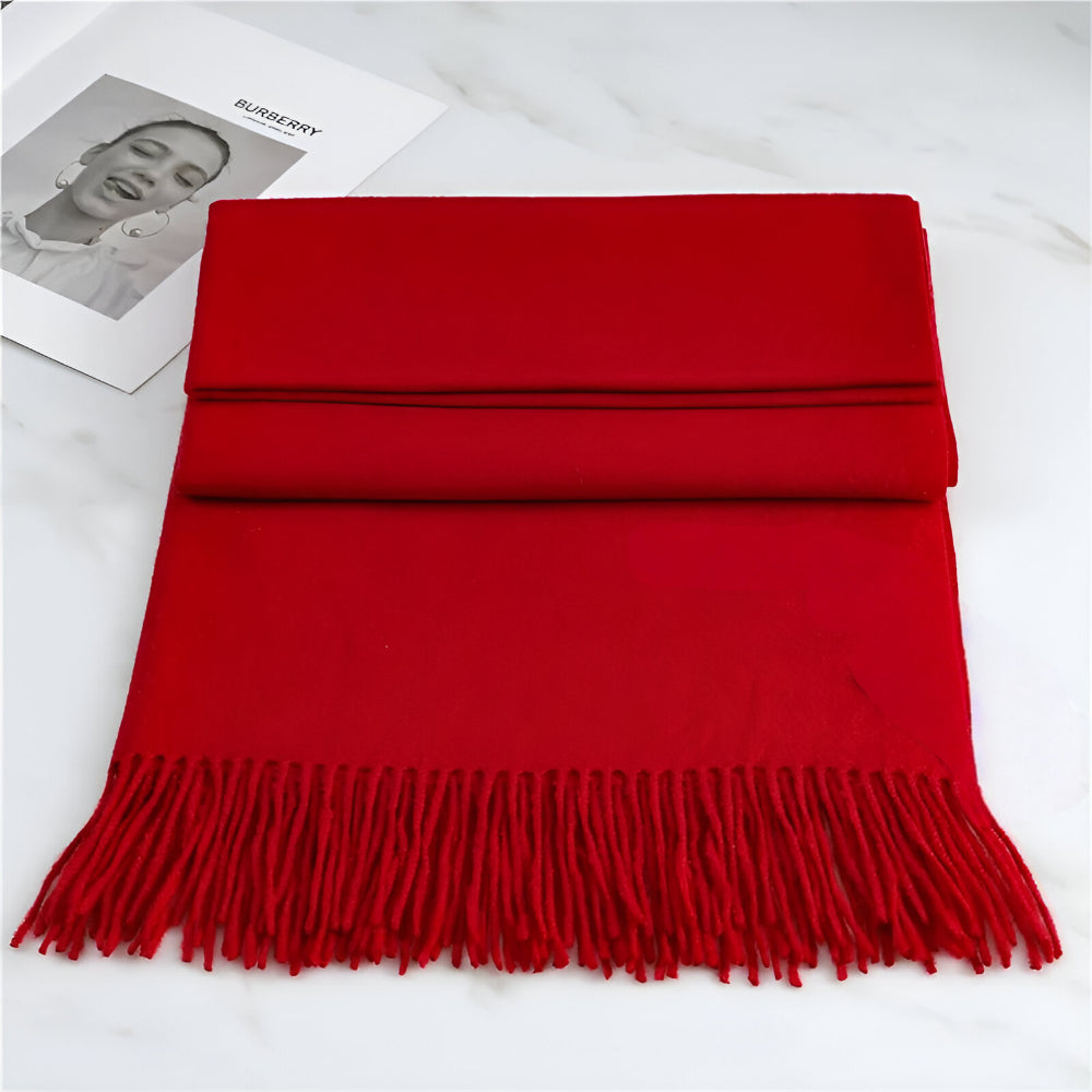 Women's Winter Scarf Solid Color with Fringes