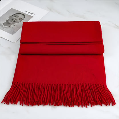 Women's Winter Scarf Solid Color with Fringes